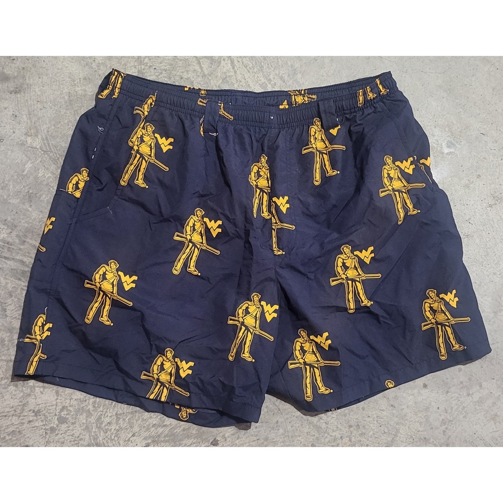 Mens Columbia PFG WVU West Virginia Mountaineers Swim Trunks Large 6" Omni-Shade